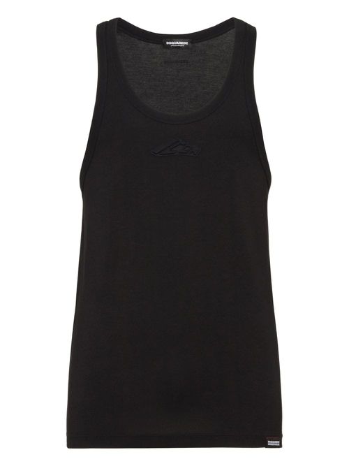 Logo-print sleeveless top - Black