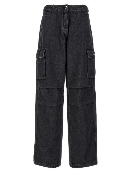 Denim Wide Leg Cargo Jeans
