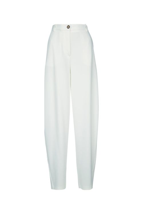 High-Waisted Pleated Trousers — White