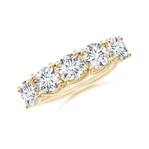 Angara 3.75 CTW Lab-Grown Half Eternity Five Stone Diamond Wedding Ring in 18K Yellow Gold