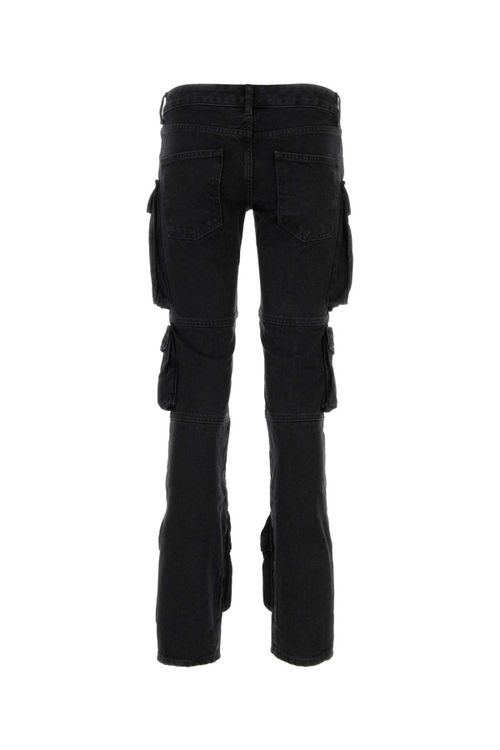 Cargo-Pocket Flared Jeans — Black