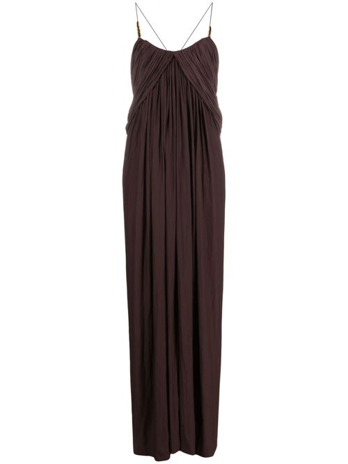 Draped sleeveless maxi dress - Brown