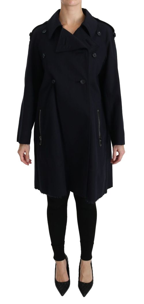 Double-Breasted Cotton Coat — Black