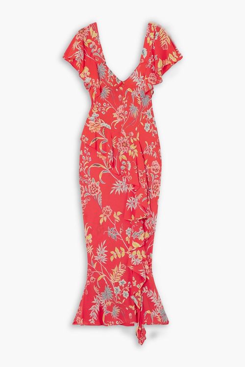 Floral-print crepe midi dress - Red - IT 40