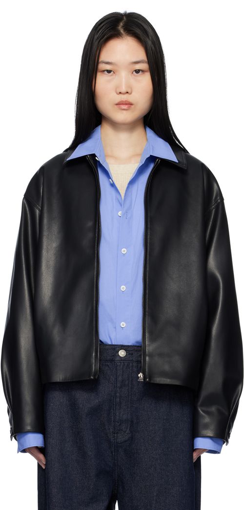 LE17SEPTEMBRE Black Spread Collar Faux-Leather Jacket
