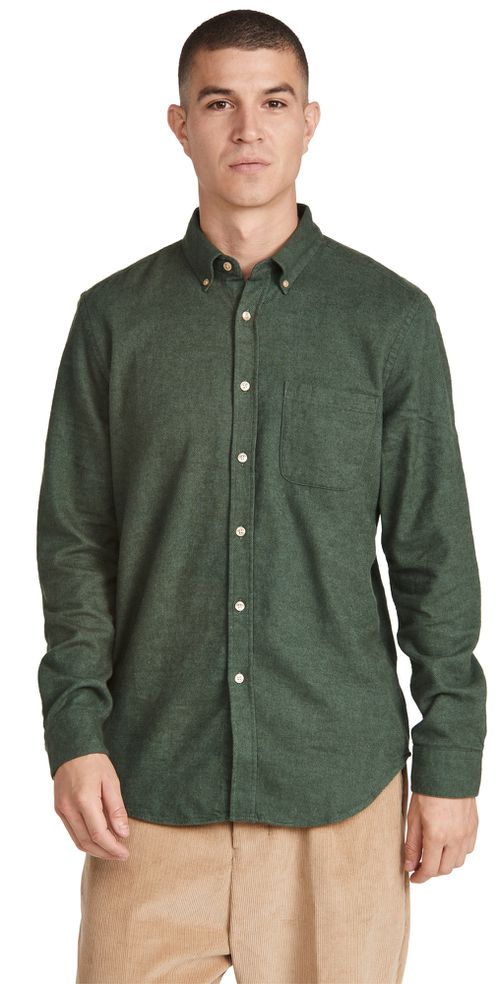 Teca Brushed Flannel Button Down Shirt Moss