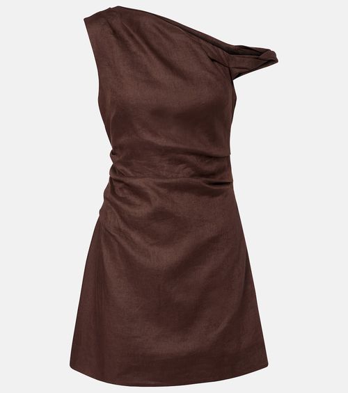One-shoulder linen minidress