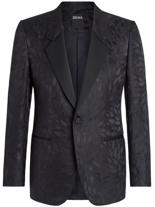 Jacquard single-breasted blazer - Black