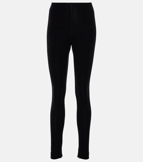 High-rise velvet leggings