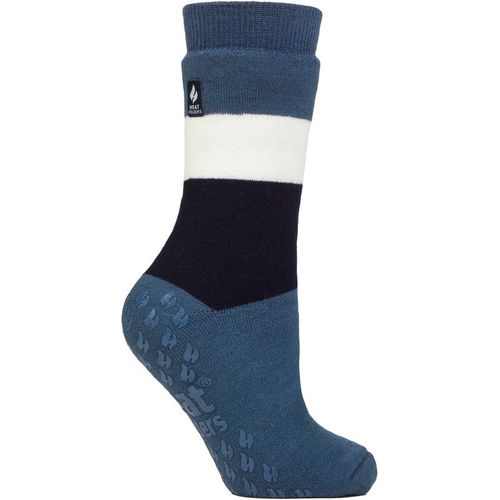 Heat Holders Mens 1 Pack Thick 3.1 TOG Non Slip Thermal Slipper Socks for Raynauds - Blue