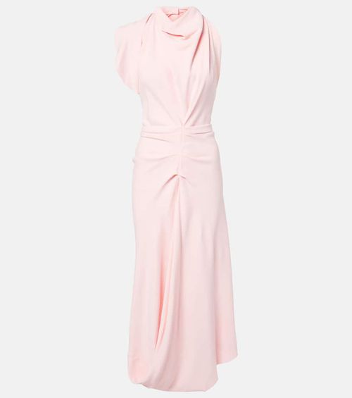 Scarf-detail open-back crêpe midi dress
