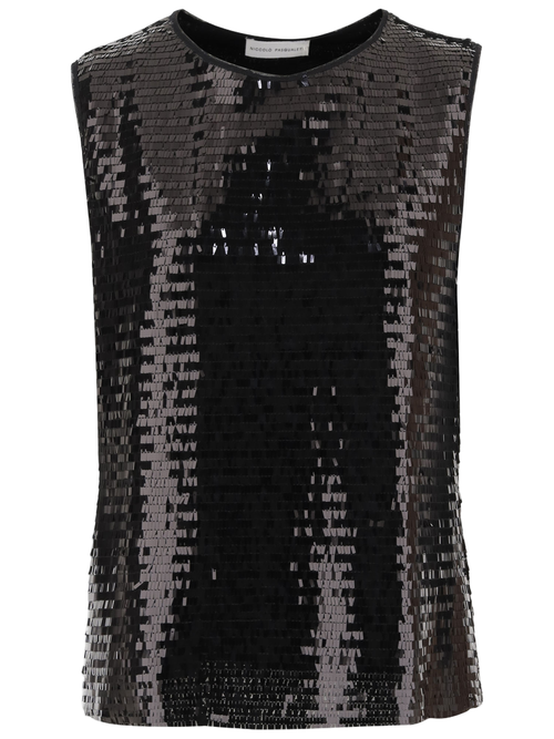 Sequined Black Sleeveless Top