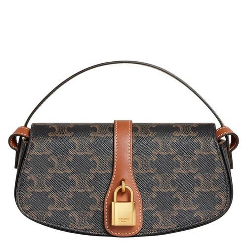 Triomphe Canvas and Calfskin Clutch On Strap