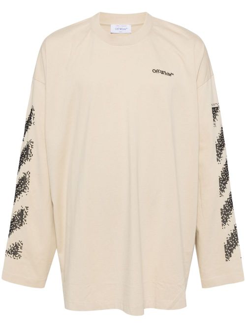 Logo-embroidered long-sleeved T-shirt - Neutrals