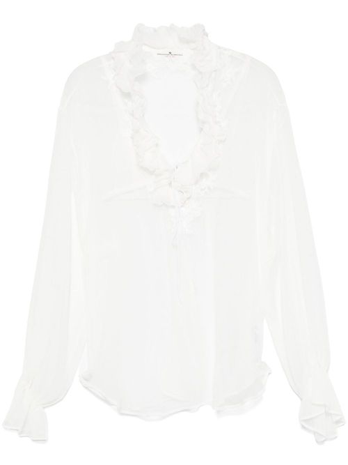 Ruffled-trim blouse - White