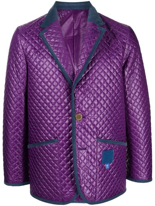 Quilted single-breasted blazer - Purple