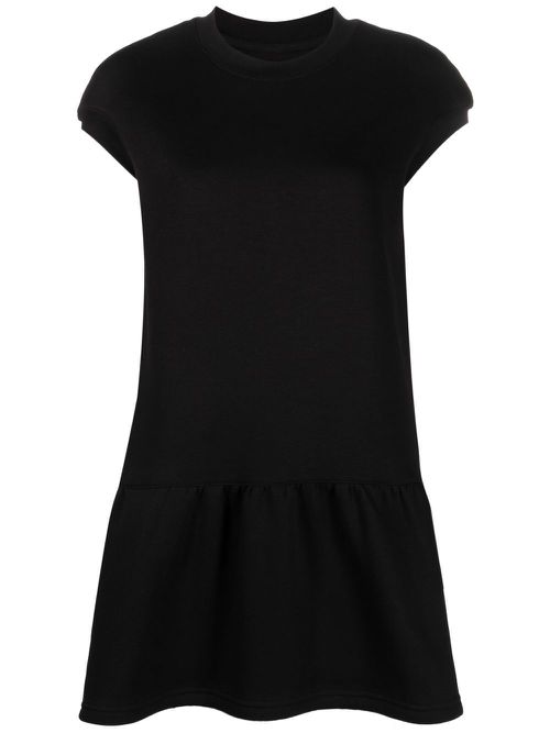 Short-sleeve peplum mini dress - Black