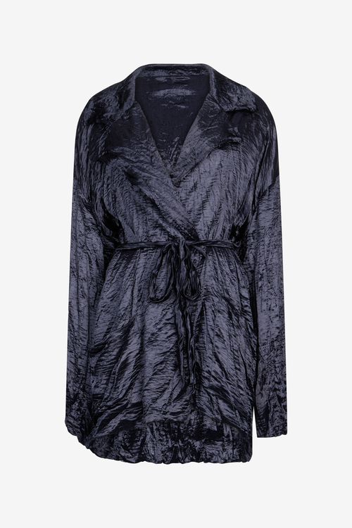 Crinkle Effect Belted Jacket