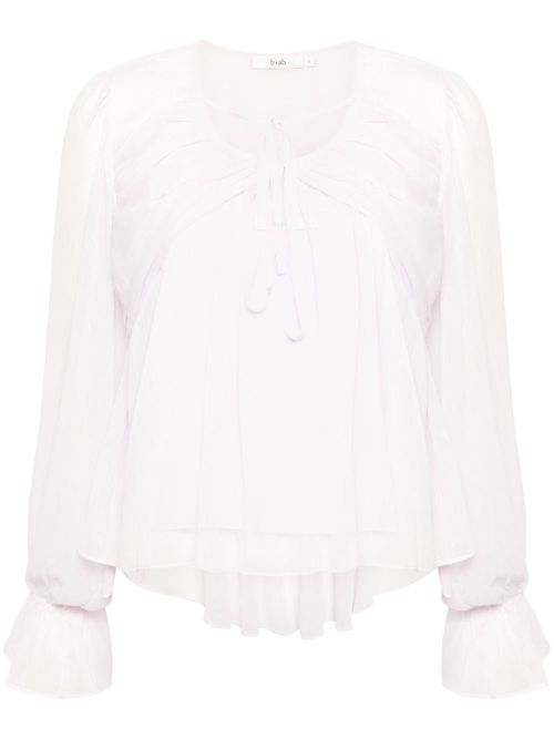 Draped-detail sheer blouse - Pink