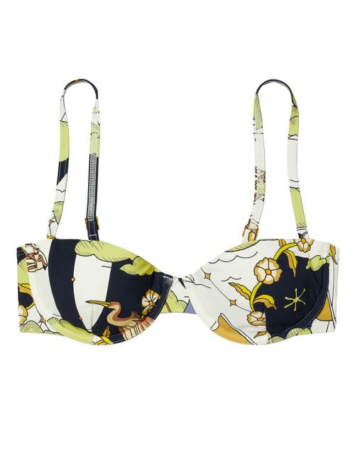 Graphic-print underwired bikini top - Blue