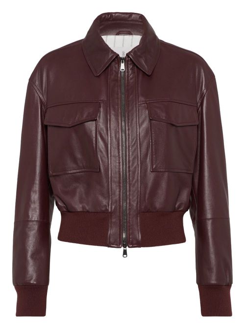 Leather flap-pocket jacket - Red