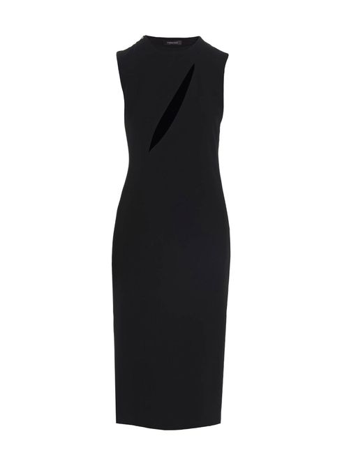 Cut-Out Acetate Midi Dress — Black