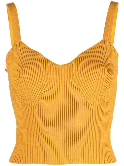 Ribbed-knit bralette top - Yellow