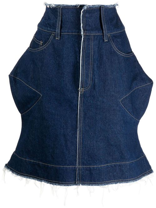 Paula Canovas del Vas logo-patch denim skirt - Blue