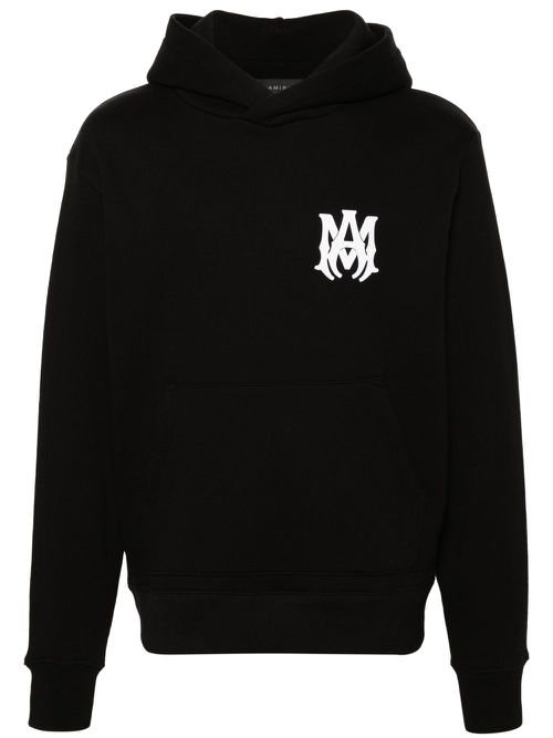 Logo-print cotton hoodie - Black
