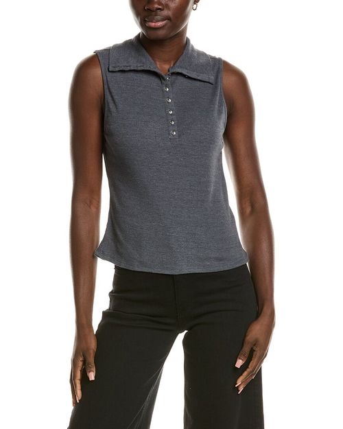 Rib Knit Button Down Tank Top