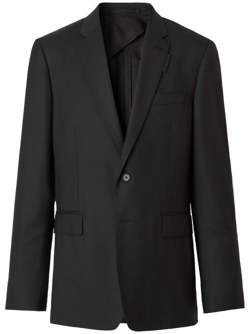 Slim-fit wool tailored suit jacket - Black