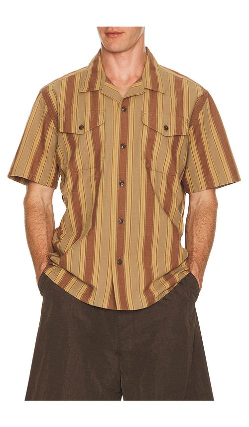 Filson Chambray Camp Shirt in Brown. L. Also in