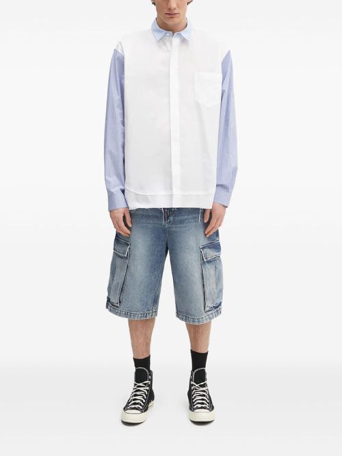 Striped-panel shirt - White