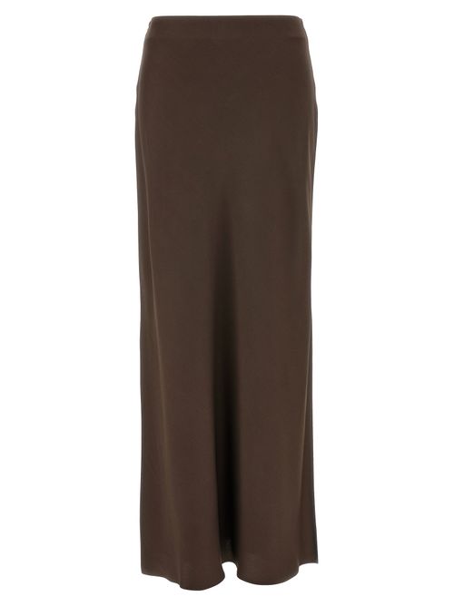 Acetate Viscose Blend Skirt — Brown