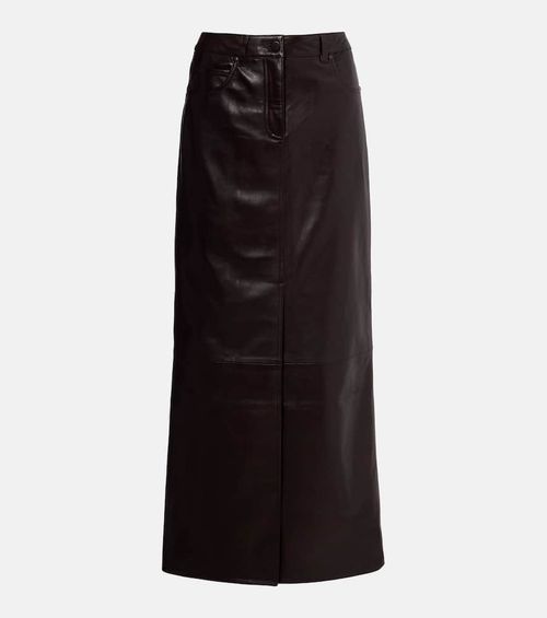 High-rise leather maxi skirt