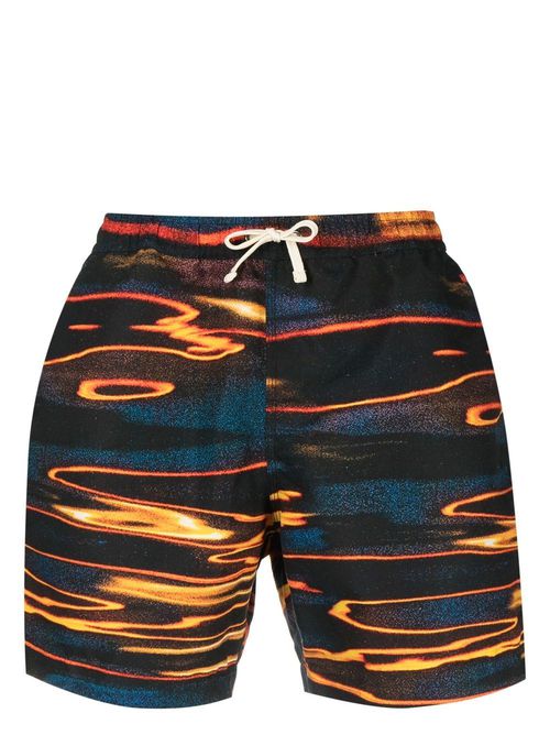 Abstract-print swim shorts - Black