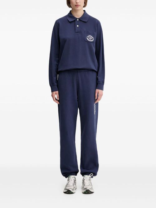 Long-sleeve logo-embroidered polo shirt - Blue