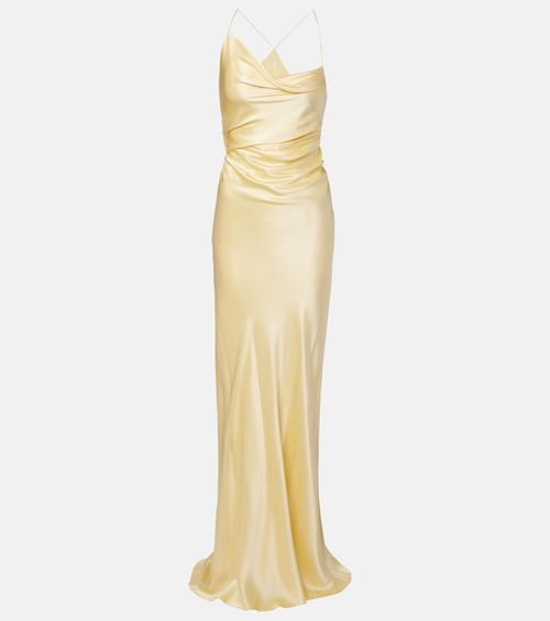 Draped silk satin gown