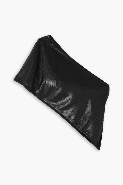Moville cropped one-shoulder sequined tulle top