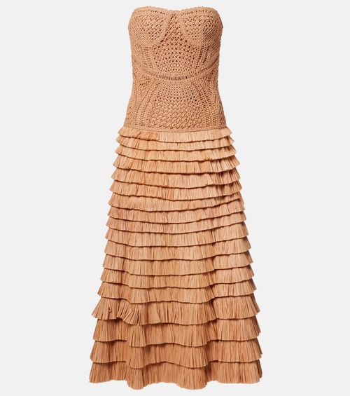 Santana raffia-blend bustier dress