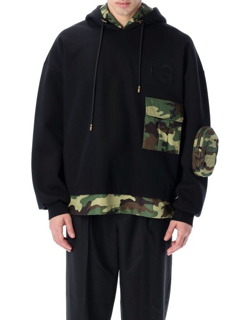 Camouflage-print logo hoodie