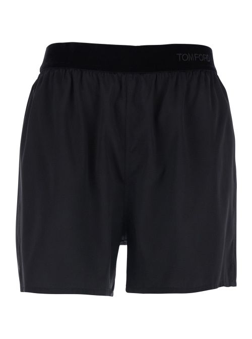 Stretch-Silk Shorts — Black