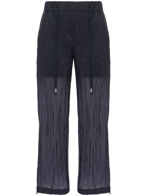 Seersucker straight trousers - Blue