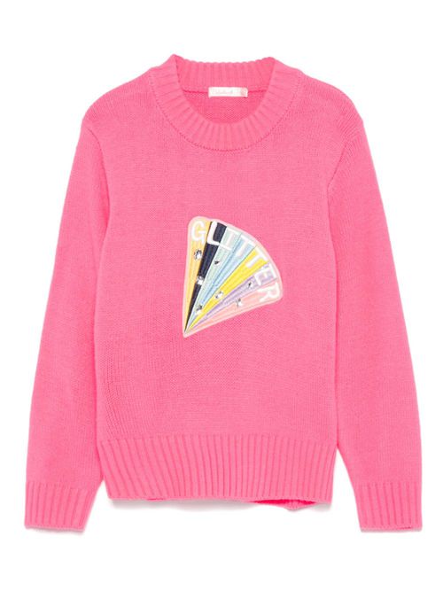 Patch-detail sweater - Pink