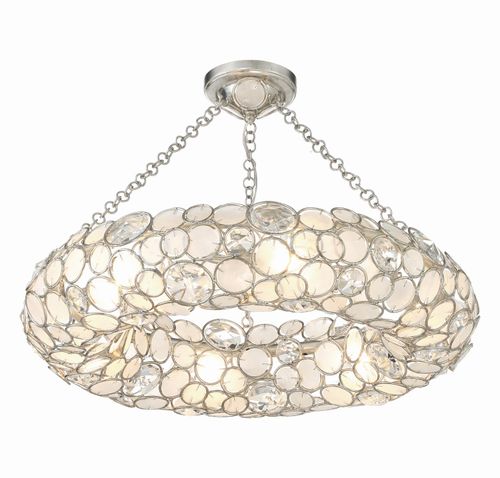 Palla 6-Light Semi-Flush Mount in Antique Silver