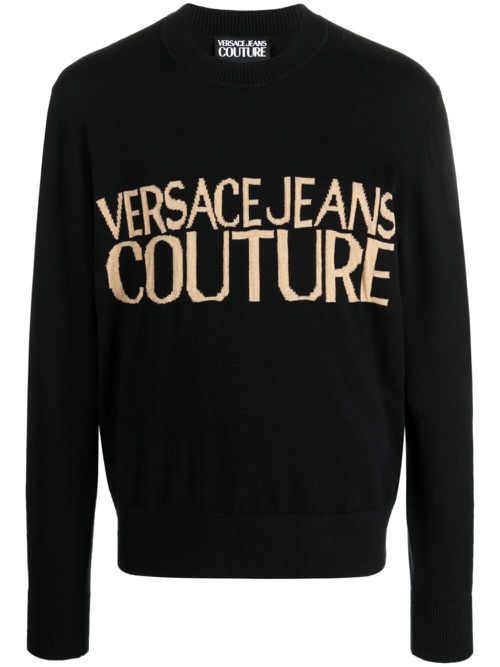 Intarsia-knit crew-neck jumper - Black
