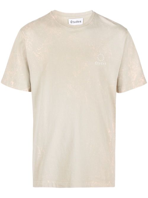 Logo-embroidery bleached T-shirt - Neutrals