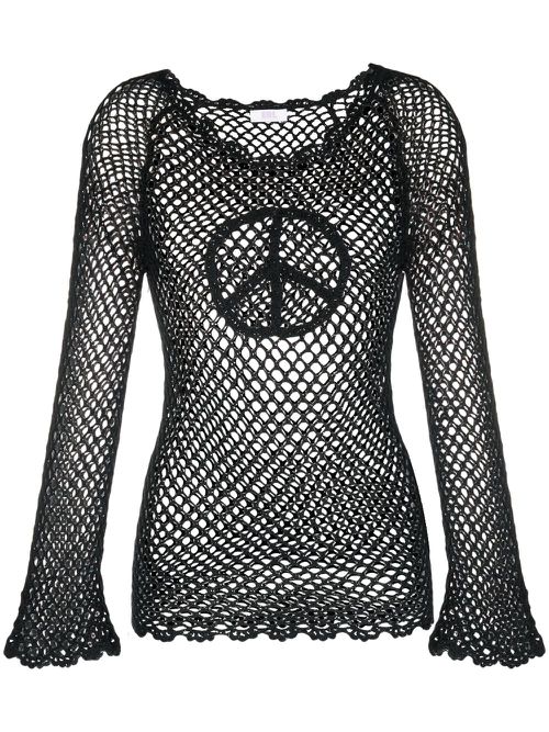 Fisherman's knit cotton top - Black