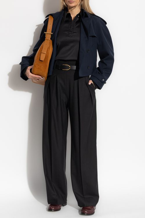 Short Double-breasted Jacket, Women's, Navy Blue