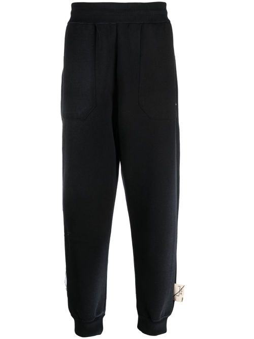 Logo-tag cotton-blend track pants - Black